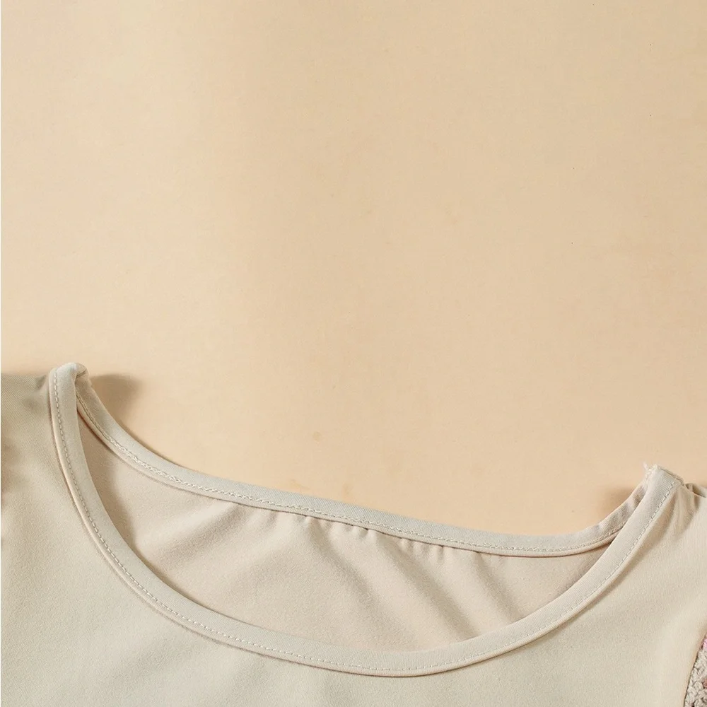 Parchment Floral Crochet Short Sleeve Top Bohemian Blouse